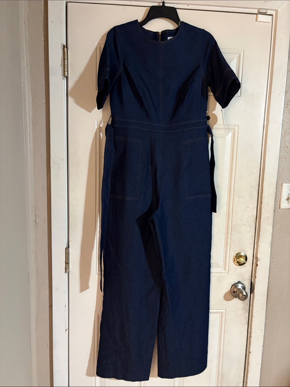 Shelby & Palmer Navy Short-Sleeve Jumpsuit